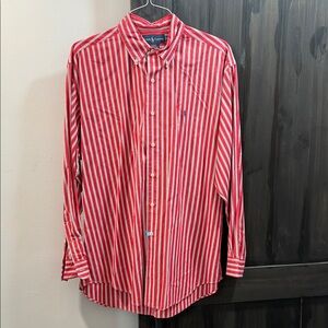 Ralph Lauren Men's Red and White Striped Shirt, Blake Collection.